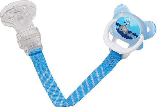Dr. Brown's Pacifier Ribbon Made of Fabric Striped Light Blue Blue