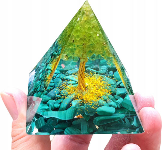 Orgonite Pyramid + Led Lamp Base 5cm Crystal Stones Amulet 5cm Hx12