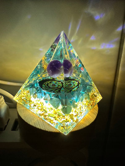 Piramidă Orgonit + Bază Lampă Led 5cm Pietre Cristal Amuletă 5cm Hx07