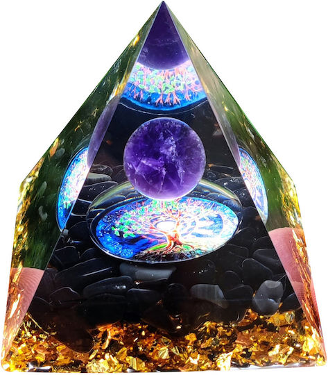 Orgonite Pyramid + Led Lamp Base 5cm Crystal Stones Amulet 5cm Hx03