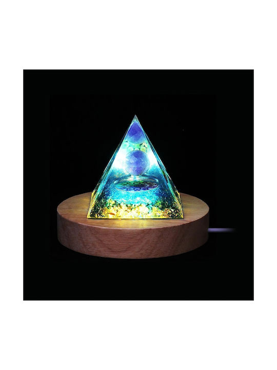 Piramidă Orgonită + Bază Lampă Led 5cm Pietre de Cristal Amuletă 5cm Hx14