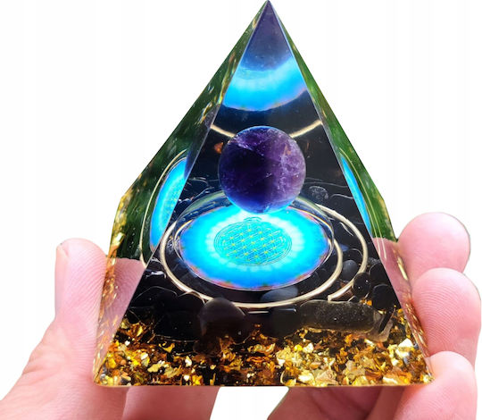 Orgonite Pyramid + Led Lamp Base 5cm Crystal Stones Amulet 5cm Hx09