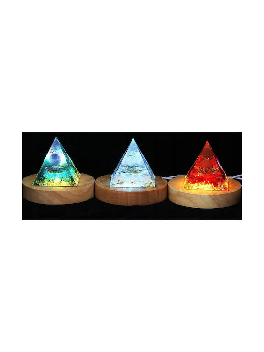 Orgonite Pyramid + Led Lamp Base 5cm Crystal Stones Amulet 5cm Hx16