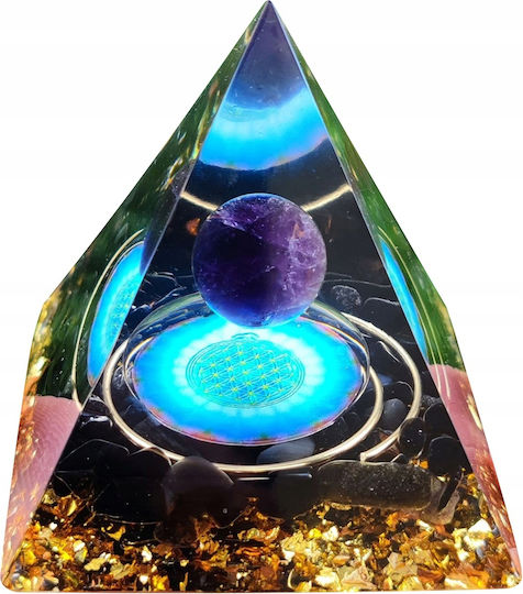 Orgonite Pyramid + Led Lamp Base 5cm Crystal Stones Amulet 5cm Hx09