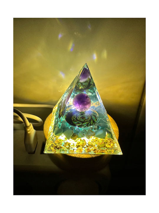 Orgonite Pyramid + Led Lamp Base 5cm Crystal Stones Amulet 5cm Hx02