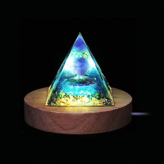 Piramidă Orgonit + Bază Lampă Led 5cm Pietre Cristal Amuletă 5cm Hx07