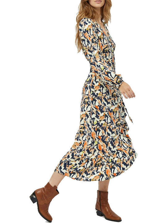 Peppercorn Midi Dress Wrap with Ruffle Multicolour