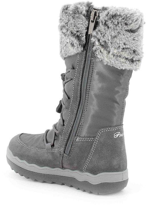 Primigi Gore-tex Kids PU Leather Boots with Zipper Gray