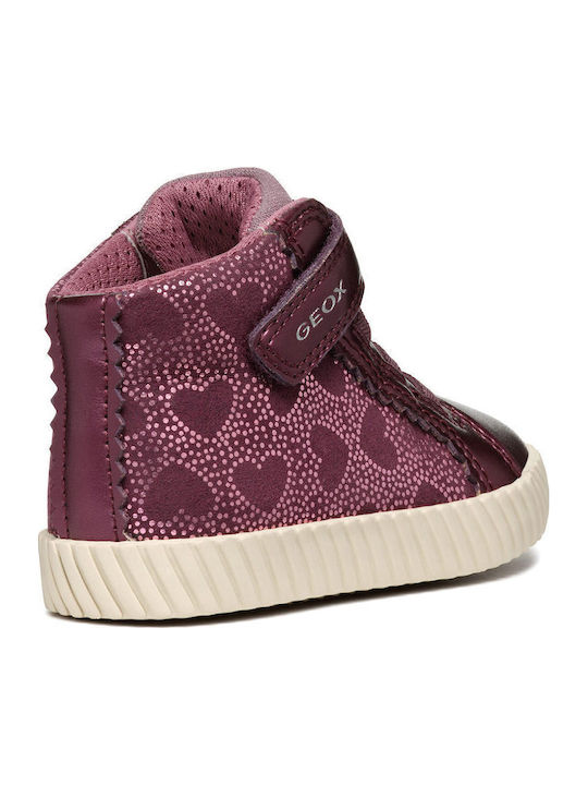 Ghete Copii din Piele cu Velcro Burgundy