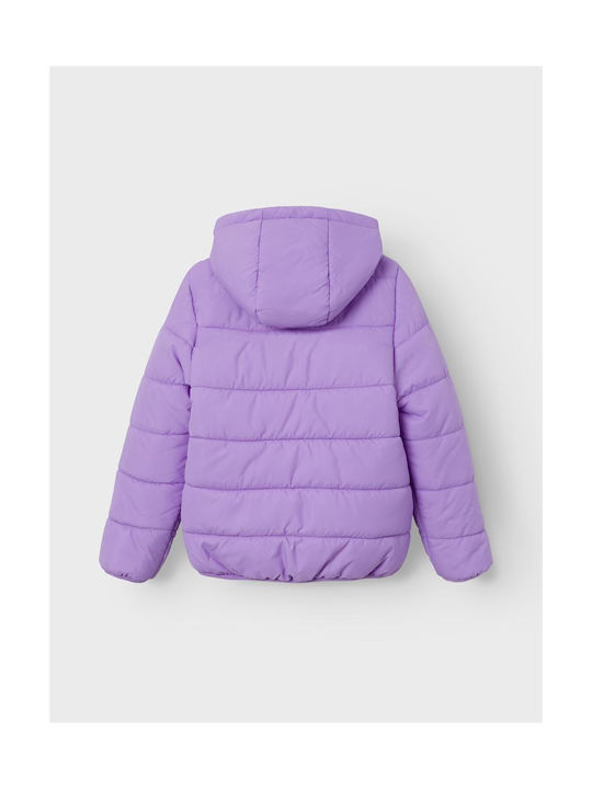 Name It Kids Quilted Jacket with Lining & Hood Lila