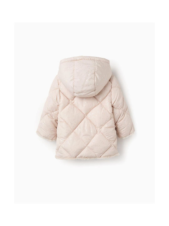 Zippy Kids Quilted Jacket with Lining & Hood ecru