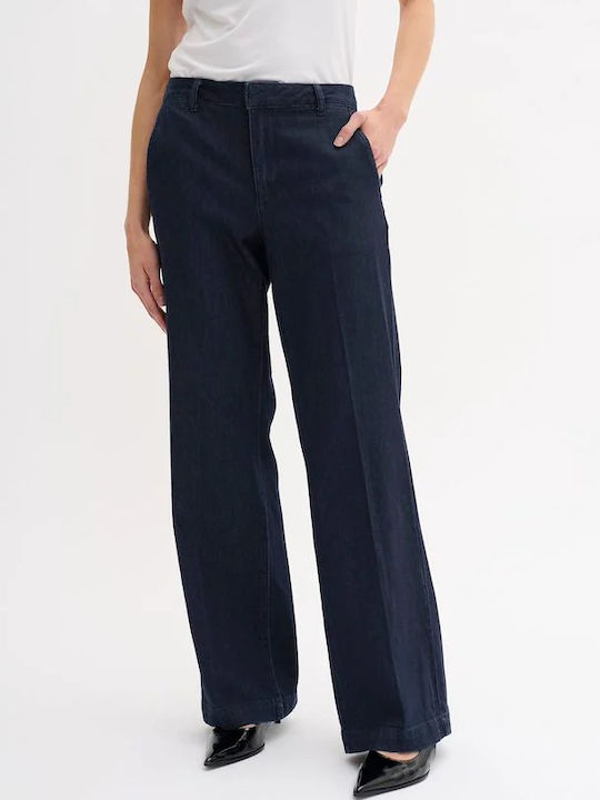 Ψηλόμεσο Γυναικείο Jean Παντελόνι σε Wide Γραμμή Dark Blue