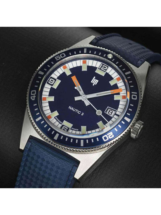 Lip Watches Men's Watch Automatic with Blue Leather Strap