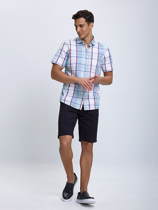 Basefield Men's Shirt Short Sleeve Cotton Checked Silicon