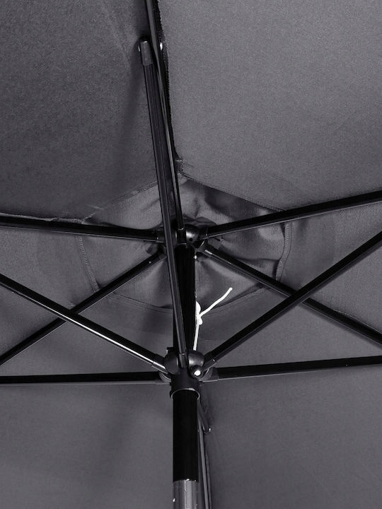 Umbrelă Rotundă Metalică Gri cu Bază de Susținere Φ2.6m
