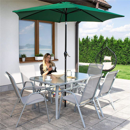 Round Green Metal Parasol Φ2.5m