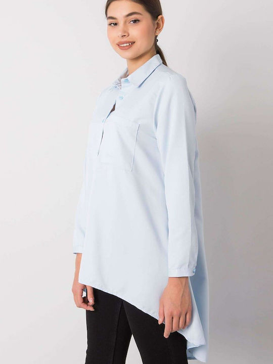 Ex Moda Em-ks-556-1.11 Women's Long Sleeve Shirt Light Blue