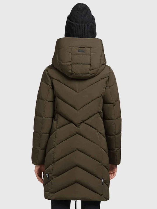 Khujo Kurz Damen Puffer Jacke für Winter Range Green, Khaki