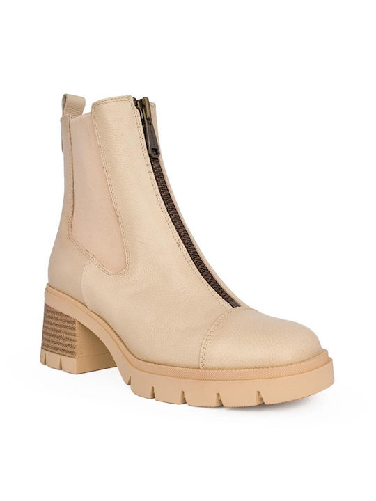 Hispanitas Leather Women's Ankle Boots Beige