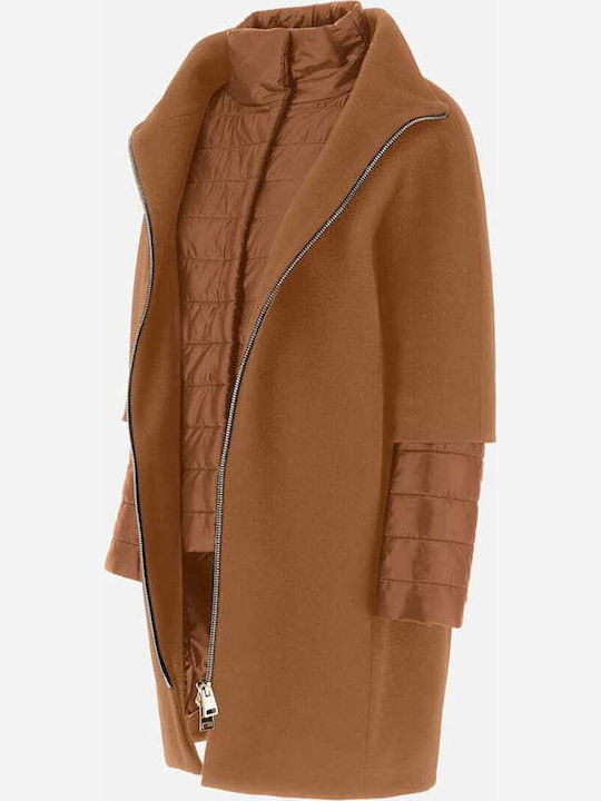 Wolle Damen Braun Mantel mit Reißverschluss