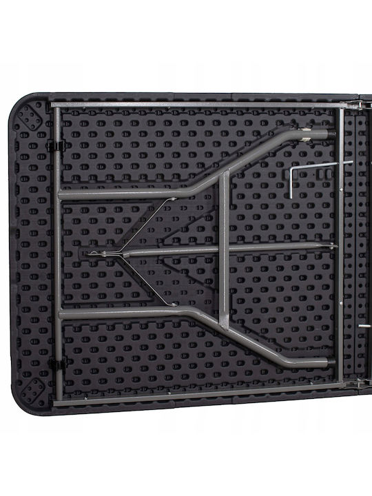 Plastic Masa pentru spații exterioare Pliabil cu schelet metalic Negru 180x75x75buc