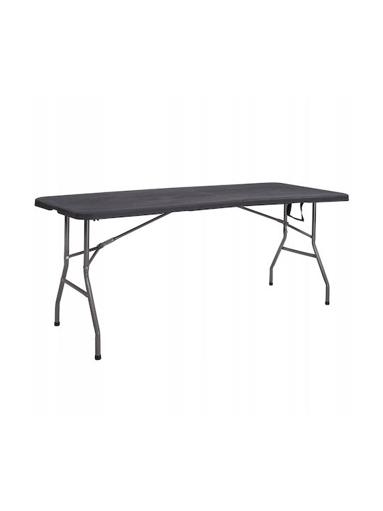 Plastic Masa pentru spații exterioare Pliabil cu schelet metalic Negru 180x75x75buc