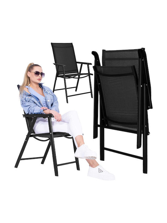 Outdoor-Stuhl Metallisch Schwarz 95x57x66εκ.