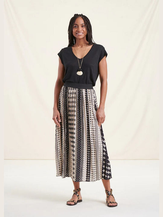 La Fee Maraboutee Pleated High Waist Maxi Skirt Multi Color