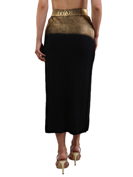 Liviana Conti Midi Skirt Gold/Black