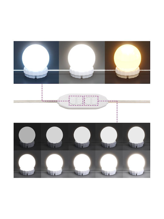vidaXL Wall Mirror with Brown Wooden Frame & LED Lighting 76x55cm 1pcs