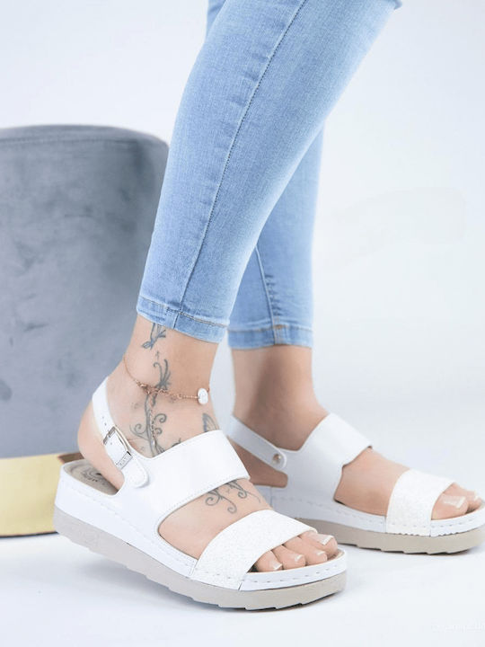 Women's Flat Sandals Anatomic in White Color