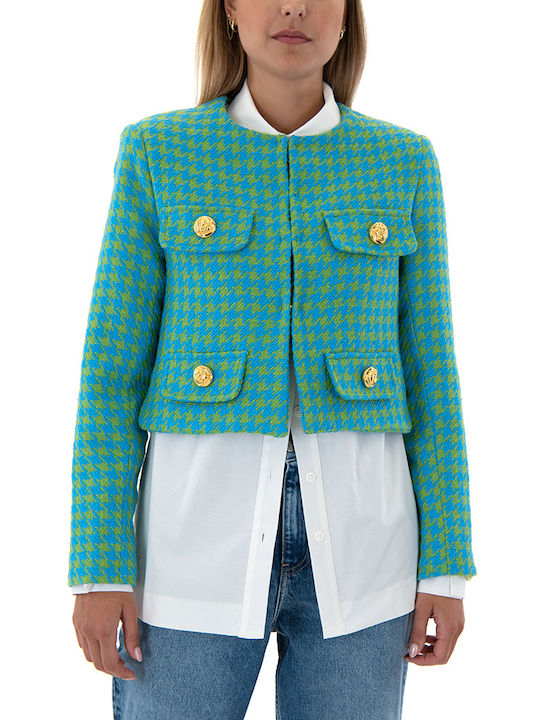 C. Manolo Short Women's Blazer Green-Teal