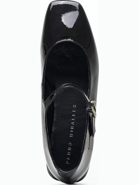 Leder Pumps mit Riemchen Schwarz