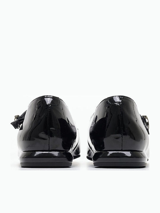 Leder Pumps mit Riemchen Schwarz