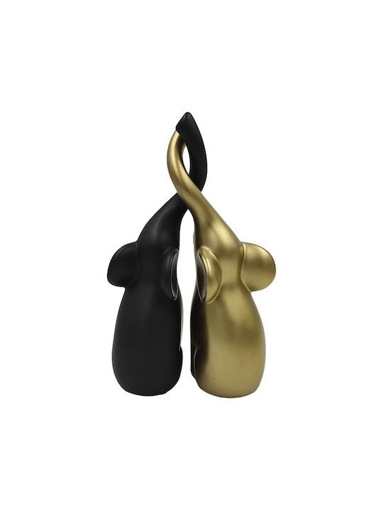Karvounis Set of Decorative Elephants made of Ceramic in Gold/Black 2pcs