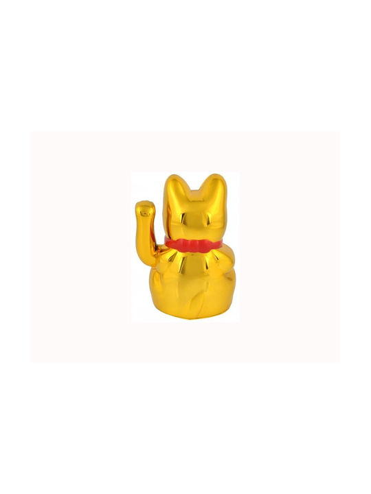 Decorative Cat made of Plastic Feng Shui Welcome For Abundance And Wealth in Golden 10.5x15x8cm 1pcs