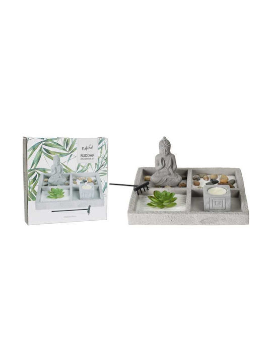 JK Home Decoration Decorativ Buddha din Beton Zen Garden Set 23x23x12.5cm 1buc