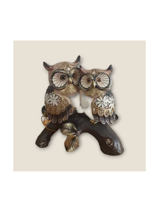 Karvounis Decorative Owl Polyresin Couple on Tree Trunk 17x8.5x17cm 1pcs