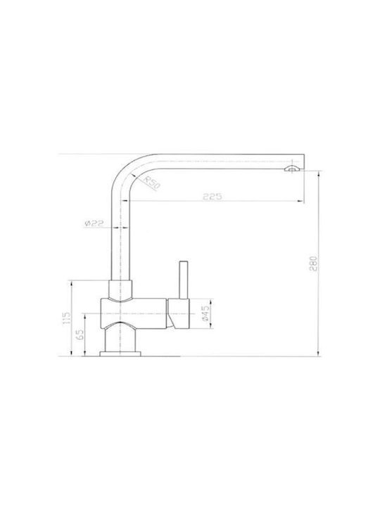 Macart Μπαταρία Κουζίνας Πάγκου Inox Ασημί