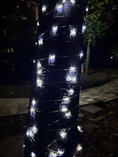 Linear Light Garland 100 Leds 990cm Solar Powered Cool White