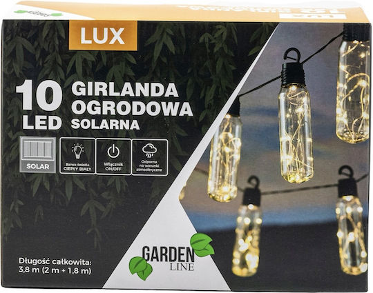 Led Light Garland Lux Model 10 Bulbs 380cm Solar Powered Warm White Light R