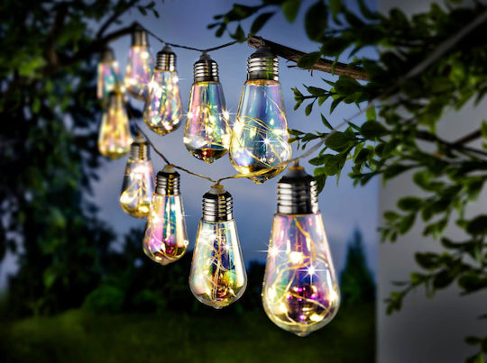 Ghirlandă Lumini LED Felisi Model 10 Becuri 380cm Alimentată Solar Multicolor Lumină Albă R