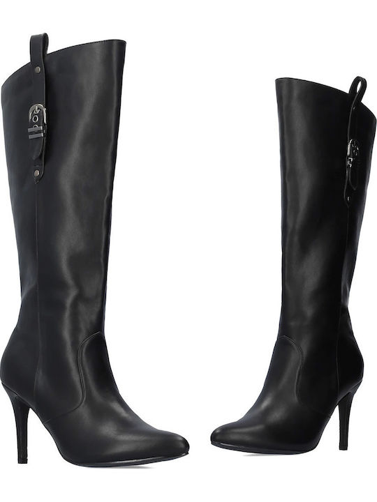 Synthetic Leather High Heel Women's Boots Black