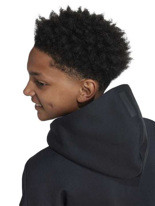 Athletic Kids Cardigan with Hood Black
