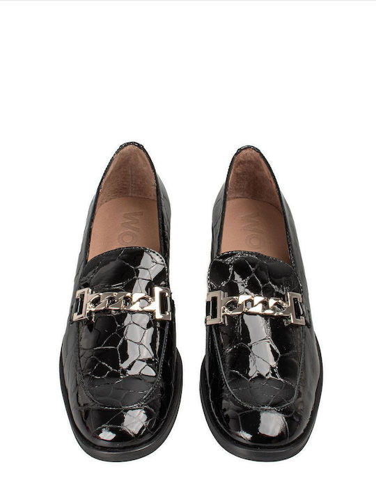 Leather Women's Loafers in Black Color