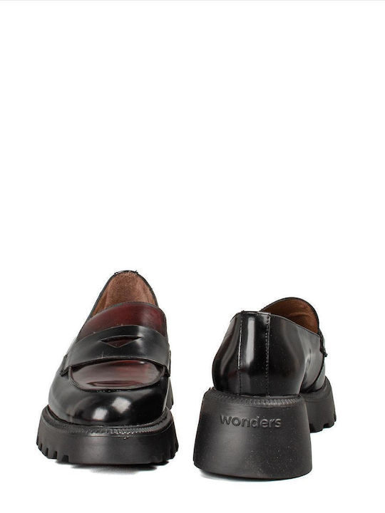 Leather Women's Loafers in Burgundy Color