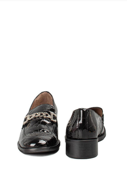 Leather Women's Loafers in Black Color