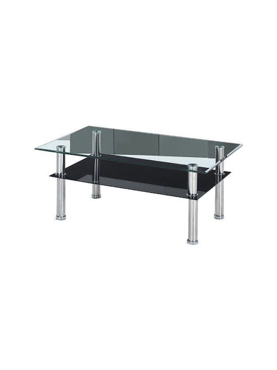 Rectangular Coffee Table Daniel Glass Transparent L103xW63xH43cm.