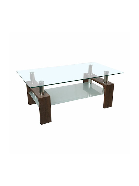 Rectangular Coffee Table Cameron Wooden Transparent L110xW60xH45cm.