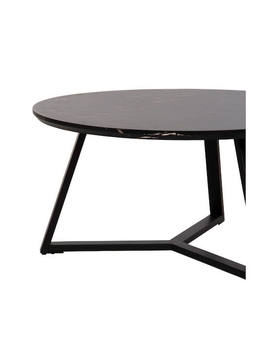 Round Central Coffee Table Rocket Wooden Black W80xL80xH42cm